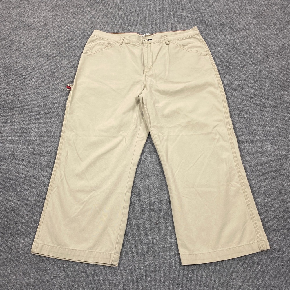 Tommy Hilfiger Carpenter Pants Womens 14 Khaki Tan Wide Leg Utility Workwear